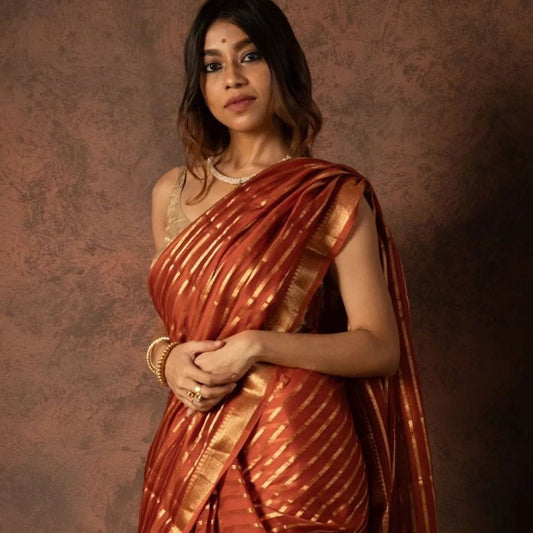 Gold Rush Color Banarasi Organza Silk Saree