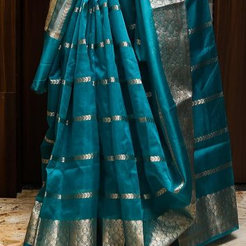 Blue Banarasi Organza Silk Saree