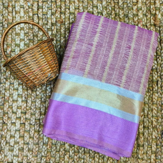 Purple Banarasi Crush Tissue Silk Saree