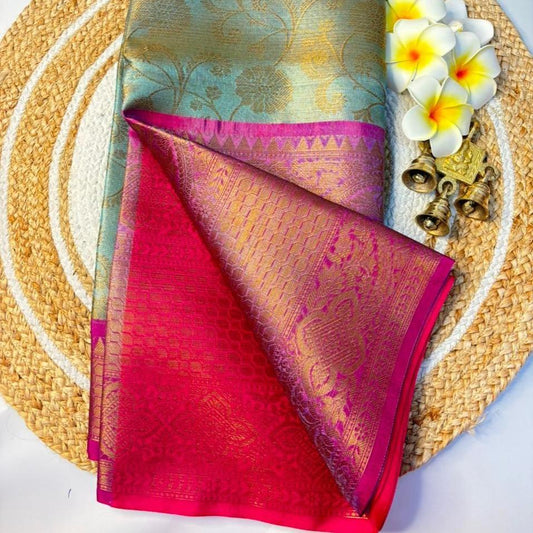 Blue Banarasi Tissue Silk Saree