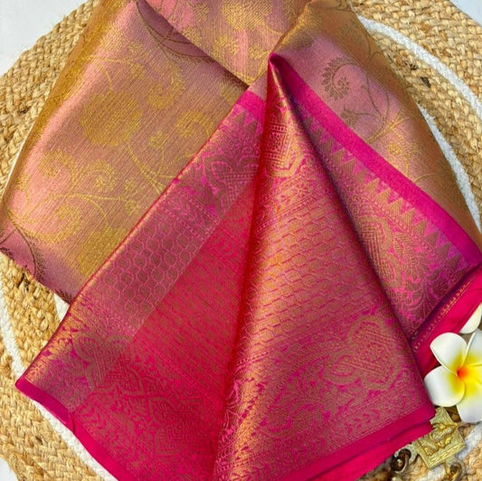 Pink Banarasi Tissue Silk Saree