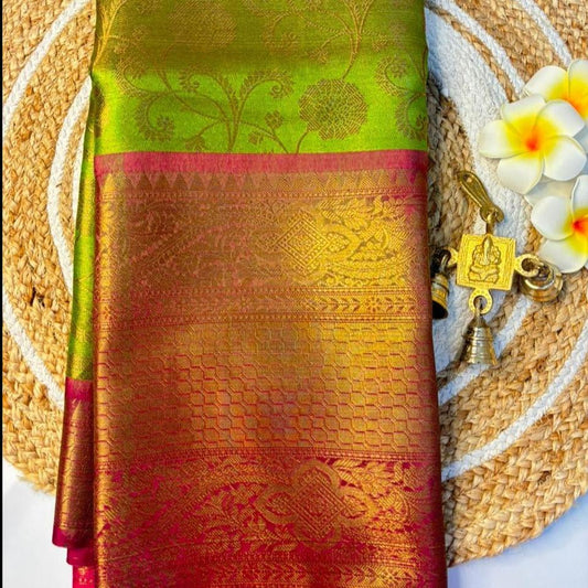 Green Banarasi Tissue Silk Saree