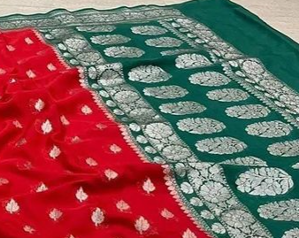 Red Banarasi Katan Georgette Saree