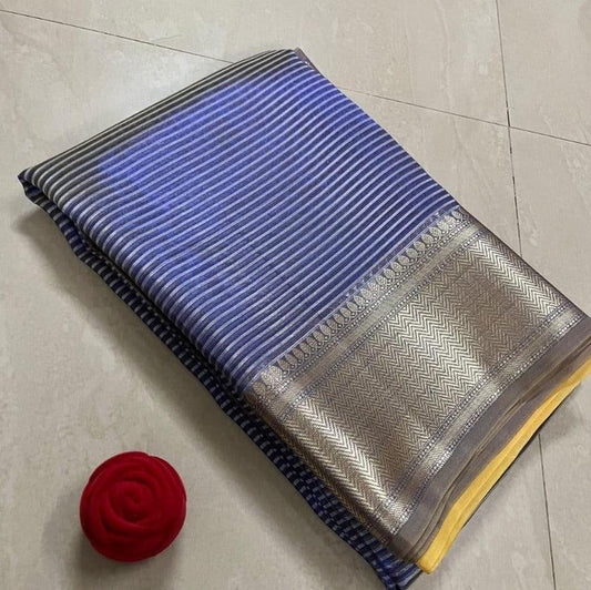 Blue Banarasi Tissue Silk Saree