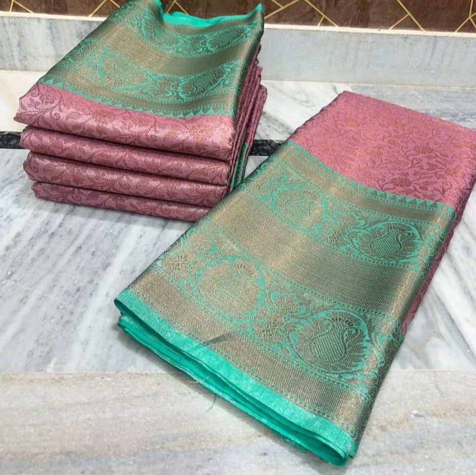 Pink Banarasi Tissue Silk Saree