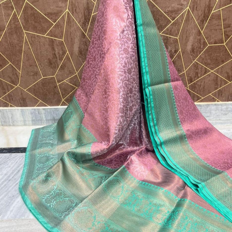 Pink Banarasi Tissue Silk Saree