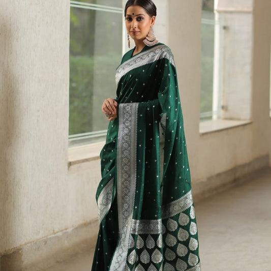 Green Color Banarasi Katan Georgette Saree