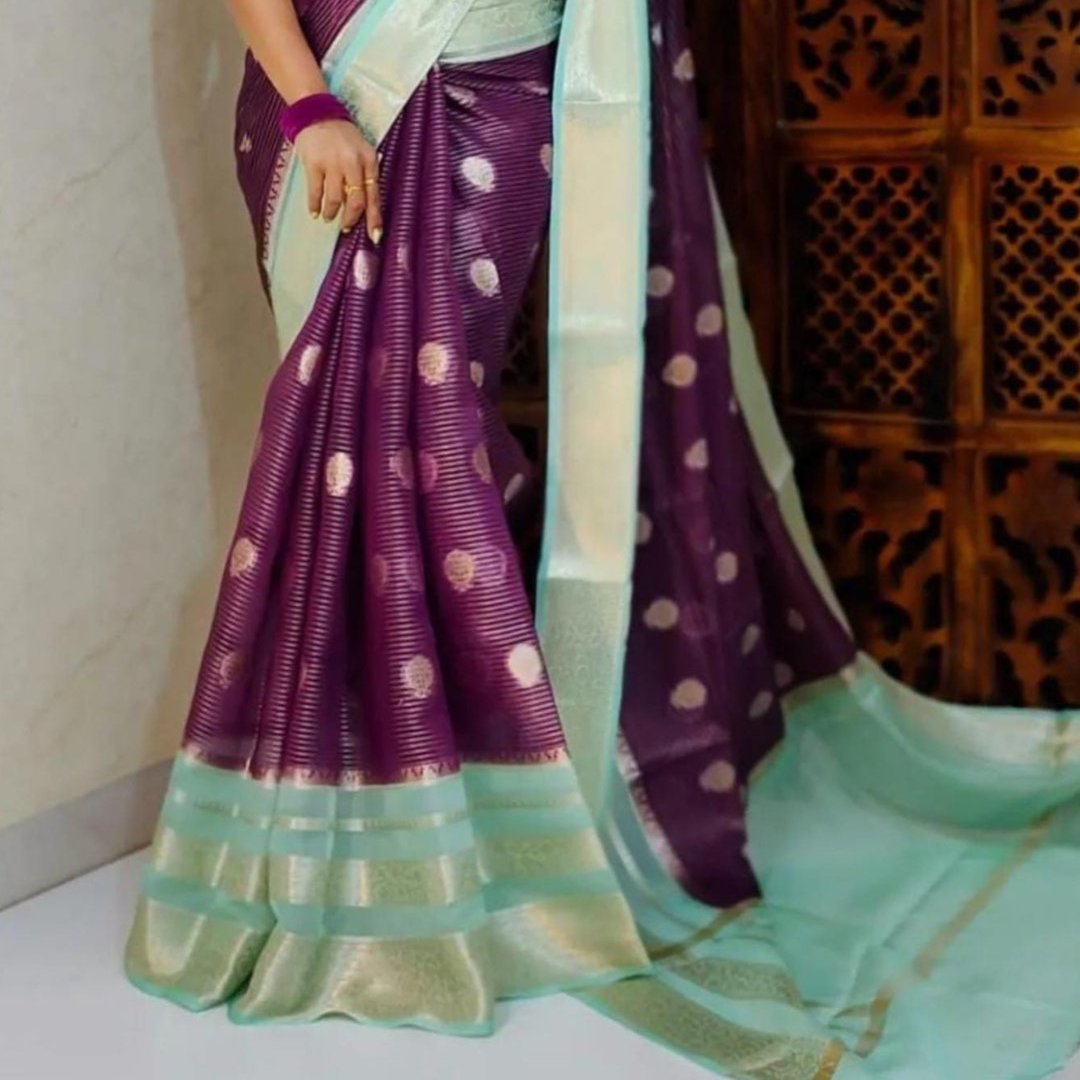 Wine Banarasi Georgette Saree