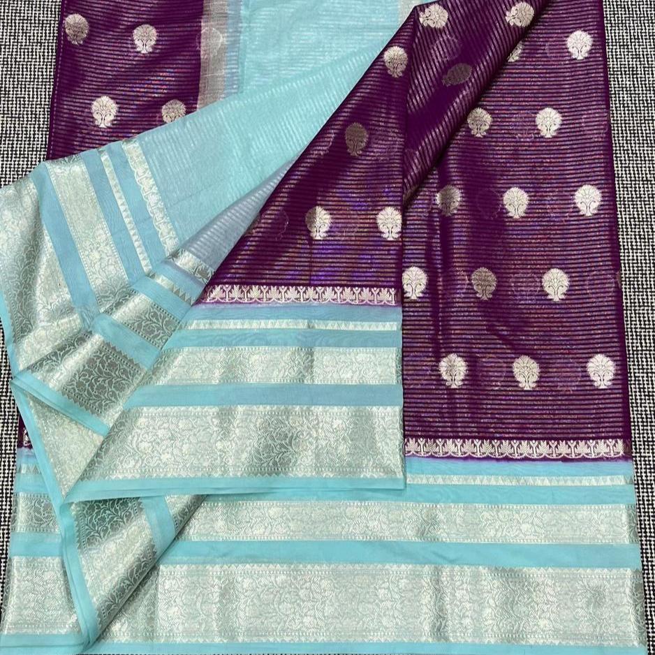 Wine Banarasi Georgette Saree