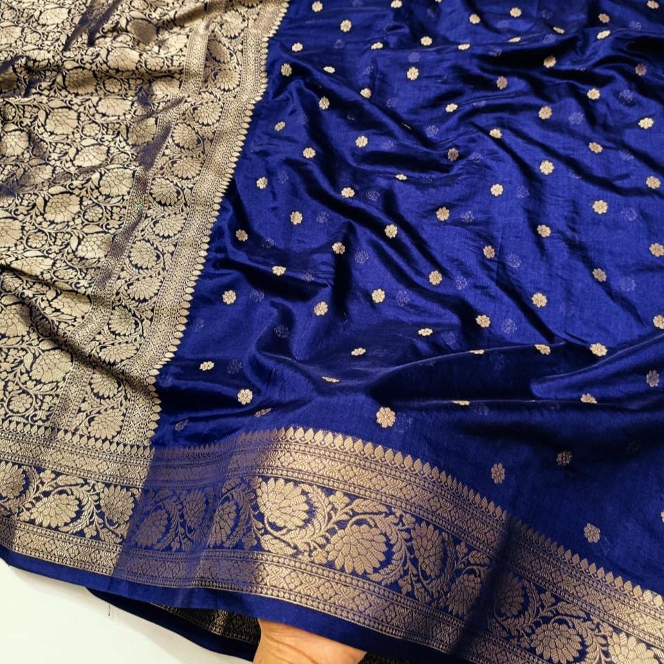 Blue Banarasi Kathan Silk Saree