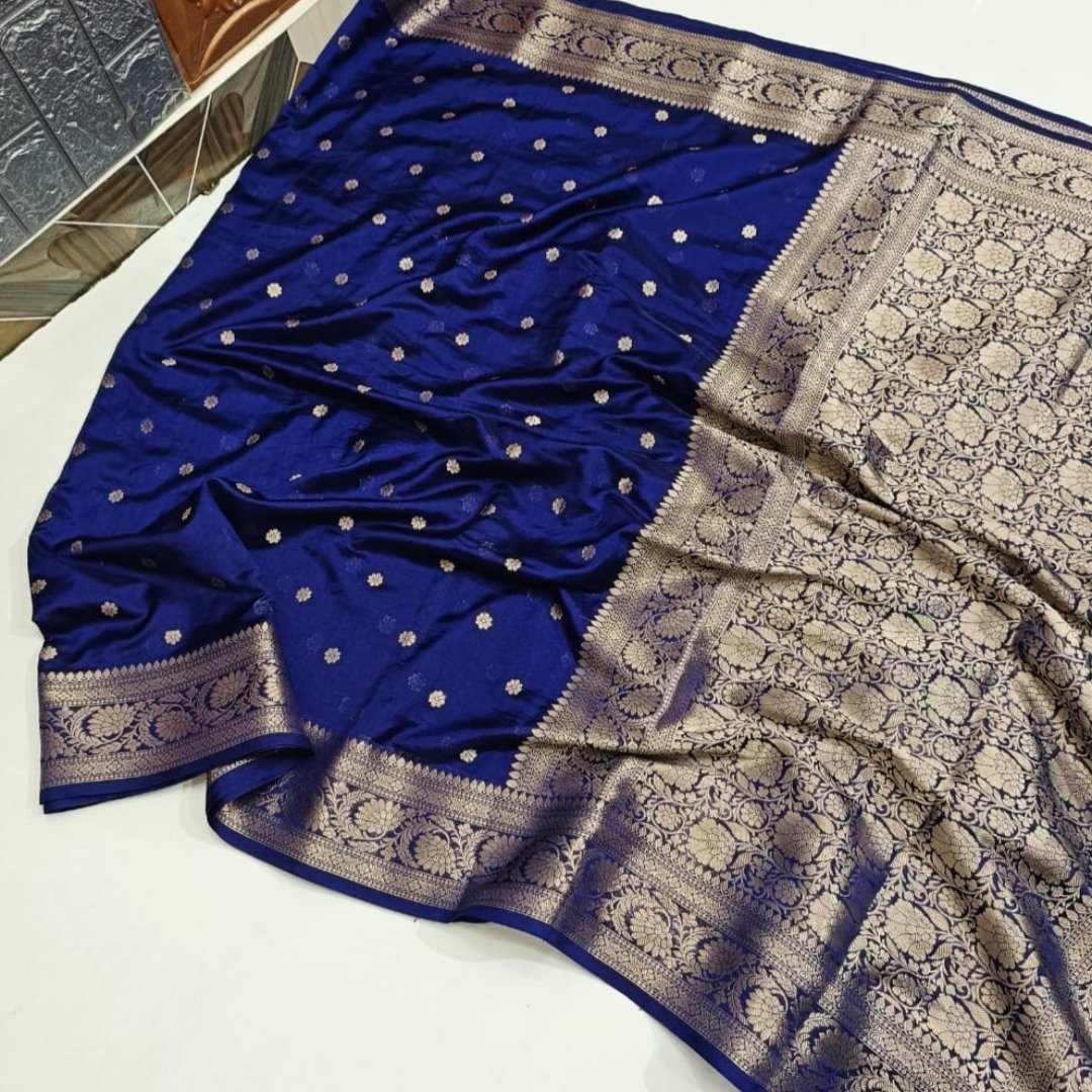 Blue Banarasi Kathan Silk Saree