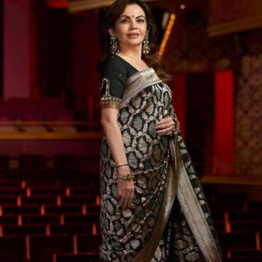 Black Banarasi Nita Ambani Kathan Silk Saree