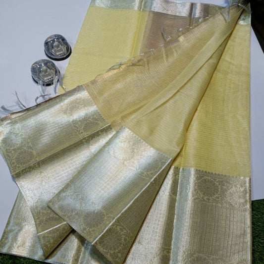 Yellow Banarasi Tissue Silk Saree