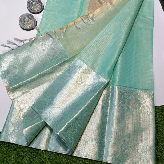 Blue Banarasi Tissue Silk Saree