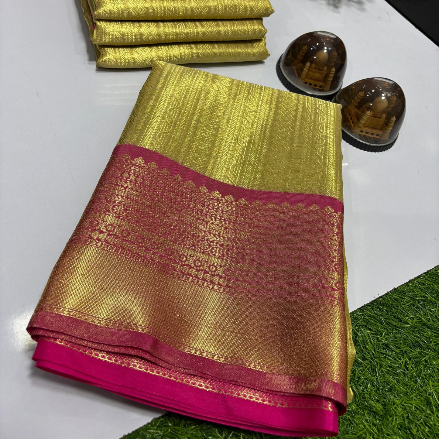 Gold Banarasi Soft Tissue Silk Saree