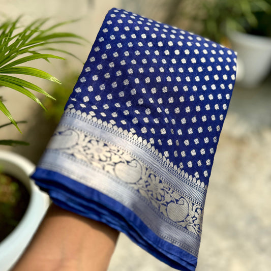 Navy Blue Color Banarasi kathan Soft Silk Saree Alna Apparels