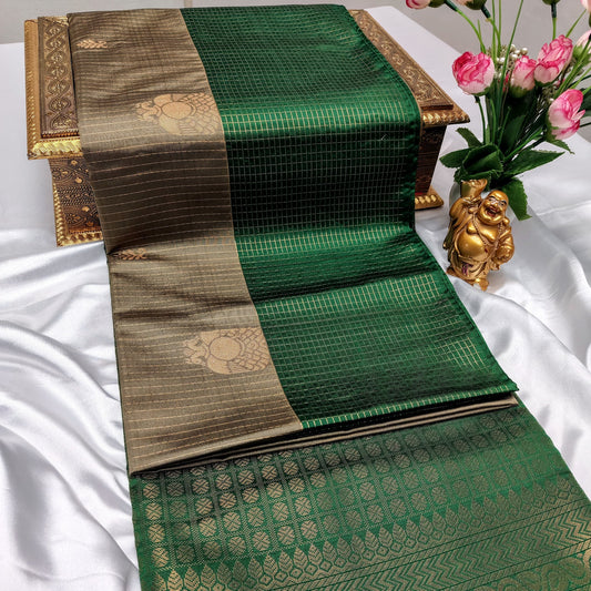 Gold Color Kanchivaram Silk Saree Alna Apparels