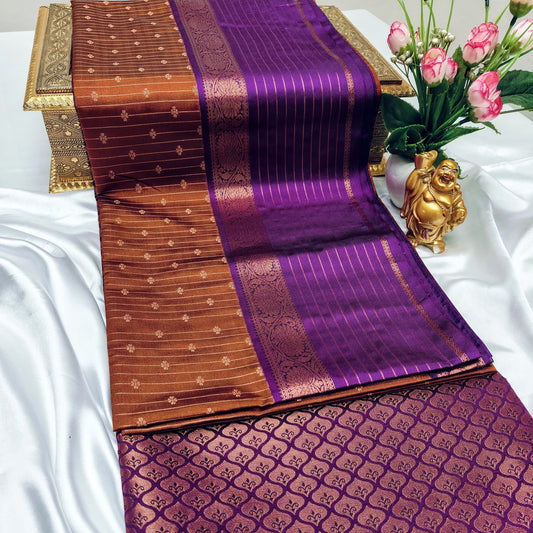 Brown Color Kanchivaram  Silk Saree Alna Apparels