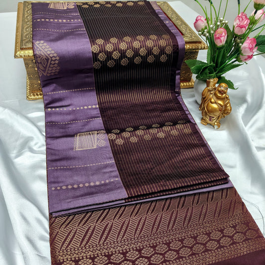 Violet Color Kanchivaram Silk Saree Alna Apparels