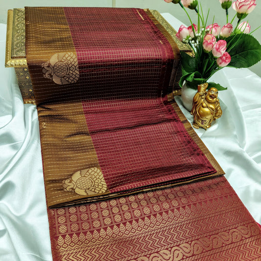 Gold Color Kanchivaram Silk Saree Alna Apparels