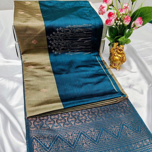 Gold Color Kanchivaram  Silk Saree Alna Apparels