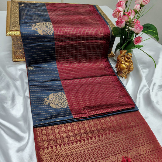 Blue Color Kanchivaram Silk Saree Alna Apparels