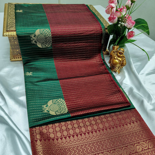 Green Color Kanchivaram Silk Saree Alna Apparels