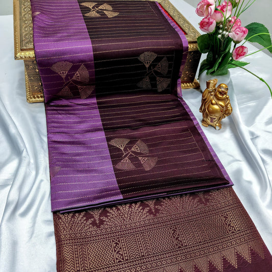 Purple Color Kanchivaram Silk Saree Alna Apparels