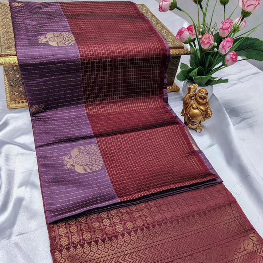 Lavender Color Kanchivaram Silk Saree Alna Apparels