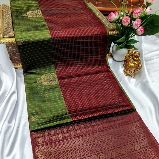 Green Color Kanchivaram Silk Saree Alna Apparels