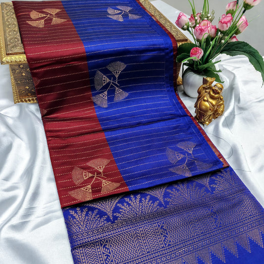 Maroon Color Kanchivaram Silk Saree Alna Apparels
